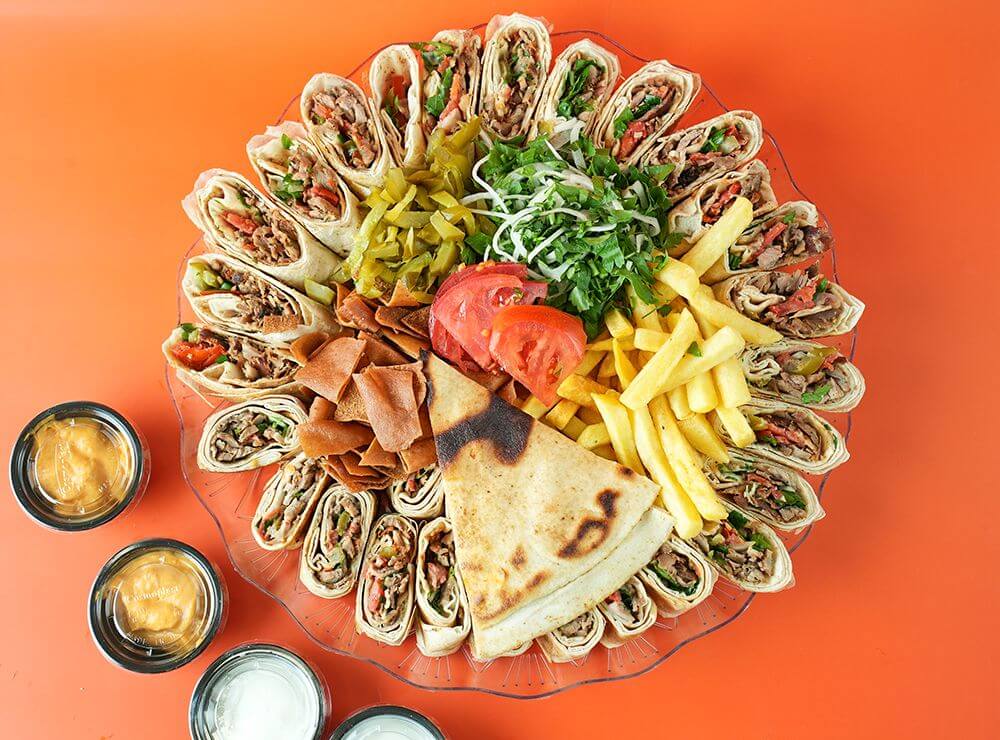 Family Beef Shawarma Saj Tray