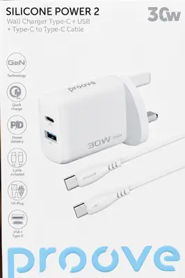 Proove Silicone Power 2 Wall Charger 30W with Type-C to Type-C Cable