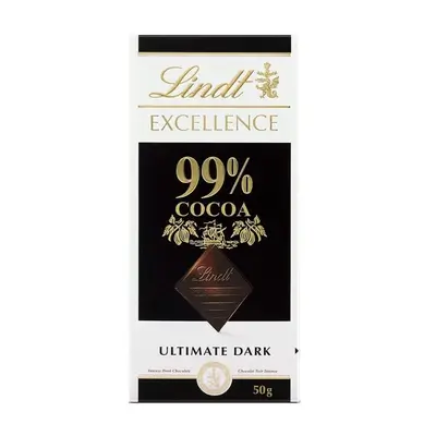 Lindt Excellence 99% Cocoa Dark Chocolate, 50g