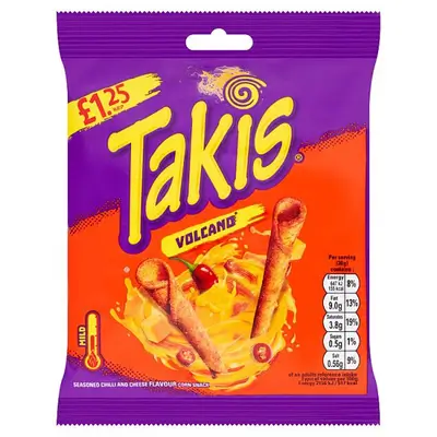 Takis Volcano Cheese & Chili Rolled Corn Chips