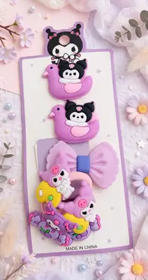 Kuromi Theme Hair Accessories Set - 7 Pieces