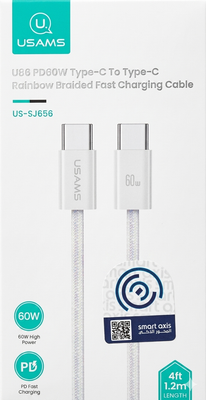 USAMS U86 PD60W Type-C To Type-C Rainbow Braided Fast Charging Cable