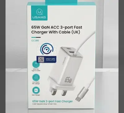 USAMS 65W GaN ACC 3-port Fast Charger With Cable (UK)
