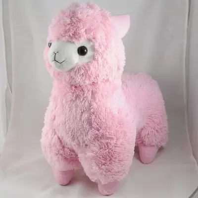 Pink Curly Alpaca Plush Toy