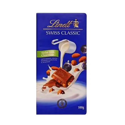 Lindt Swiss Classic Milk Chocolate with Raisins & Nuts