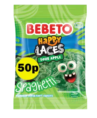 Bebeto Spaghetti Sour Apple Soft Candy Jelly