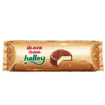 Ulker Halley Chocolate Coated Sandwich Biscuit with Marshmallow