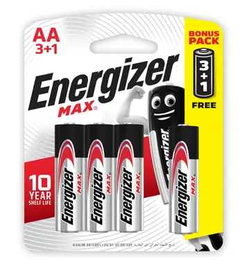Energizer Max AA Batteries, 3+1 Pieces