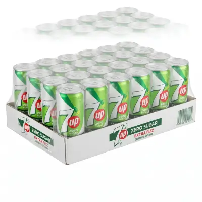 7UP Zero Sugar Extra Fizz Carbonated Soft Drink 185ml x 30