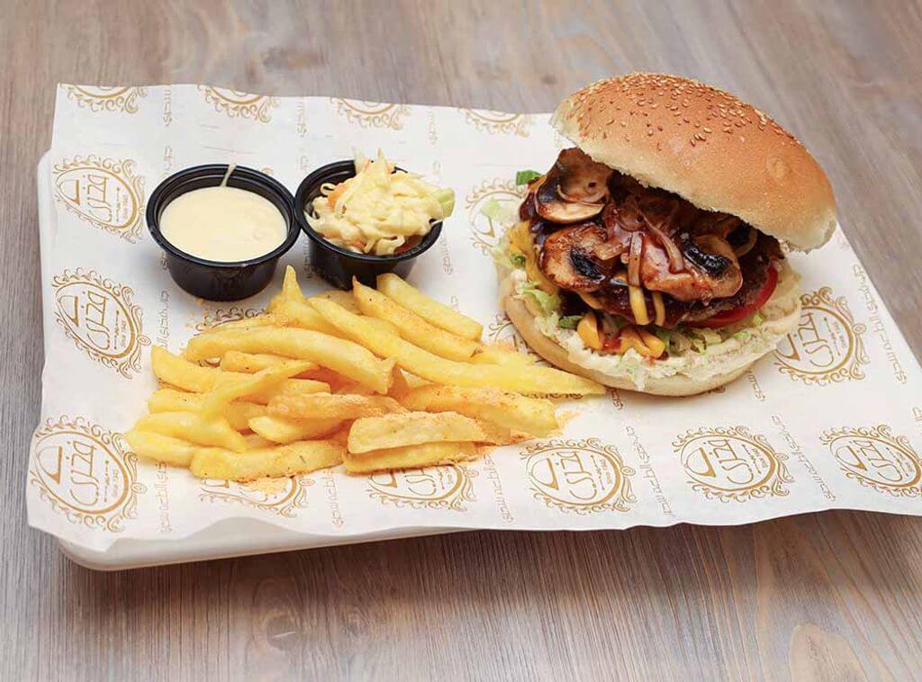 Swiss Mushroom Beef Burger