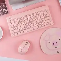 EK6210 Wireless Keyboard Mouse Set, 2.4 Ghz Wireless Compact, Silent, Thin, Small (Pink Girl Series)