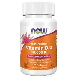 NOW D3 10000IU , 120softgels , made in the US , vegan and gluten free