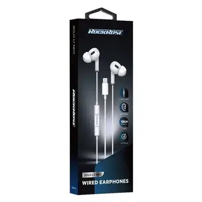 Rockrose Solo LT Neo Wired Earphones with Lightning Connector and Bluetooth Support – White