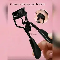 1pc Portable Eyelash Curler, Black Color With Comb