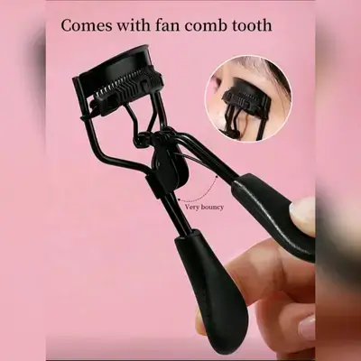 1pc Portable Eyelash Curler, Black Color With Comb