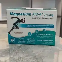 magnesium aiwa 375mg made in germany magnesium contributes to a normal muscle function 20 sachets with micro-pellets