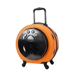 Pet Crate With Wheels, Rolling Pet Carrier, Dog Carts On Wheels, Space Capsule, Pet Carrier Bag, Orange