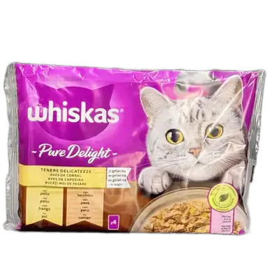 Whiskas Pure Delight Poultry Selection Wet Cat Food in Jelly 4x85g