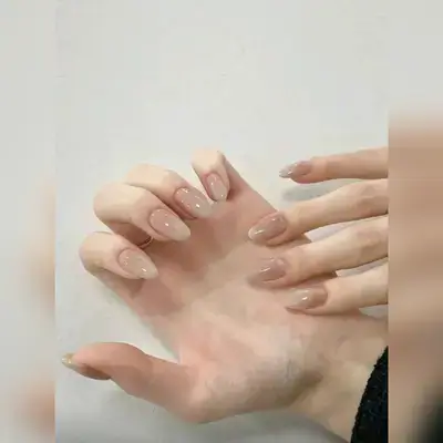 30pcs Press-On Nail Tips, Gradient From Nude To Milky White