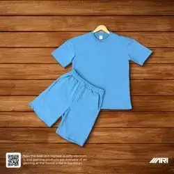 ESSENTIALS T-SHIRT WITH SHORT SET BLUE MEDIUM