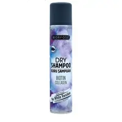 Morfose Biotine & Collagen Dry Shampoo for Dark Hair 200 ml - Boosts Volume, Oil Free, No Residue