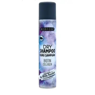 Morfose Biotine & Collagen Dry Shampoo for Dark Hair 200 ml - Boosts Volume, Oil Free, No Residue