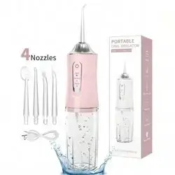4 in 1 portable oral irrigator - wireless & powerful flushed -ultra portable usb - daily dental care for men and women