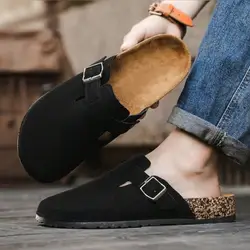 Men's Wood Grain Slip-On Mule Slippers - Size: 40-41