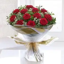 12 Red Roses With Jbsofel Bouquet Of Flowers