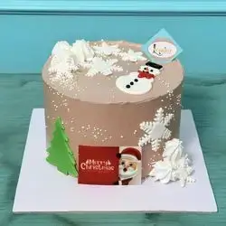 Chocolate cake snow decoration
