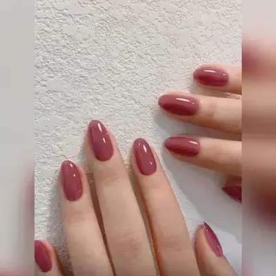 24Pcs Long Oval-Shaped Pure Apricot Red Color False Nail