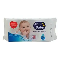 Mini Baby Wet Wipes - Individually Wrapped, 99% Pure Water, Hypoallergenic, Eco-Friendly, and Perfect for Newborns and On-the-Go Families 80 pcs