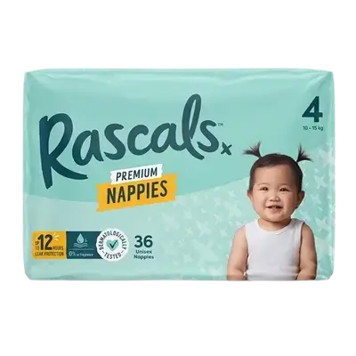 Rascals Premium Baby Tape Diapers Size 4 10-15 Kg 36 Count