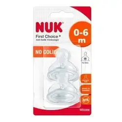 Nuk First Choice+ No Colic Silicone Nipples 0-6m, 2 pcs