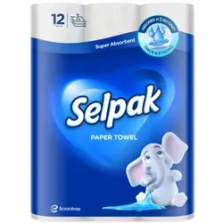 Selpak 3 Ply Kitchen Paper Towel 12 Rolls 80 Sheets