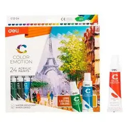 Deli 24 colors acrylic paint paste delicate 12ml