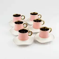 Set Of 6 Pink White Cups 06