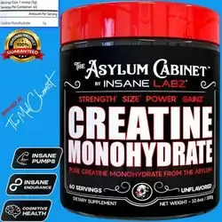 Insane Labz Creatine Monohydrate Powder, Unflavored, Supports Increased Strength, Size and Power, 5g Per Serving, 60 Servings, Creatine Monohydrate Powder, Creatine