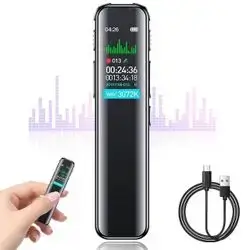 64GB Voice Activated Digital Recorder, 3072Kbps HD Dictaphone with Dual-MIC Noise Reduction, IPS Screen, 100m Range, AI Tech Dictaphone Voice Recorder for Meetings/Lectures/Interviews