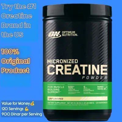 ON Micronized Creatine Monohydrate Powder, Optimum Nutrition creatine Monohydrate, Creatine Monohydrate, original USA Made Creatine , 120 Servings, 600 Grams Creatine