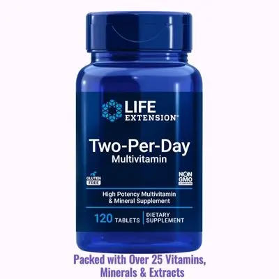 Life Extension Two-Per-Day Multivitamin - Packed with Over 25 Vitamins, Minerals & Extracts -Vitamins B6, C, D - Zinc - 120 Tablets