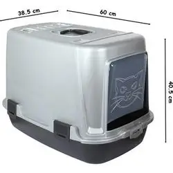 Covered Cat Litter Box - Gray, 60 cm