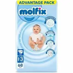 Diapers Molfix number 3 for (4 - 9 kg) 68 Pieces