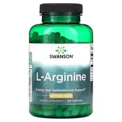 Swanson Amino Acid L-Arginine 500 Milligrams, 200 Capsules | Supports Sports Performance, Pairs with Methionine and Glycine to Aid Energy Production, Supports Healthy Blood Pressure