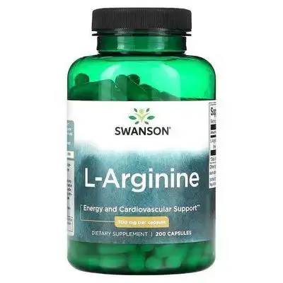 Swanson Amino Acid L-Arginine 500 Milligrams, 200 Capsules | Supports Sports Performance, Pairs with Methionine and Glycine to Aid Energy Production, Supports Healthy Blood Pressure