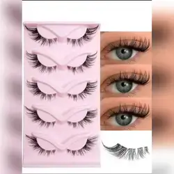 Rikuaild 5 Pairs Cat Eye False Eyelashes Natural Crisscross  Eyelashes