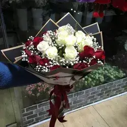 Bouquet Flowers- White&Red