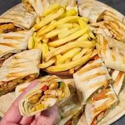 Chicken Shawarma Saj With Salad And Cheese
