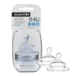 Suavinex Anatomical Wide Neck Silicone Teat, 0-6M