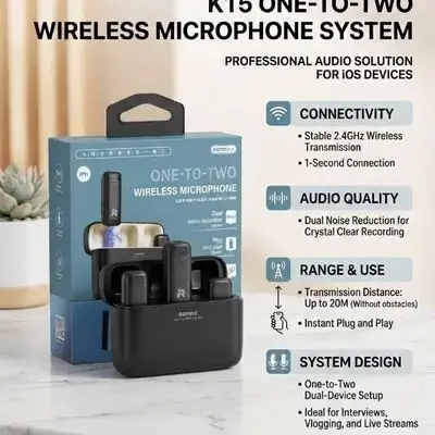 Remax One-To-Two Wireless MicroPhone K15 20M WithOut Obstacles